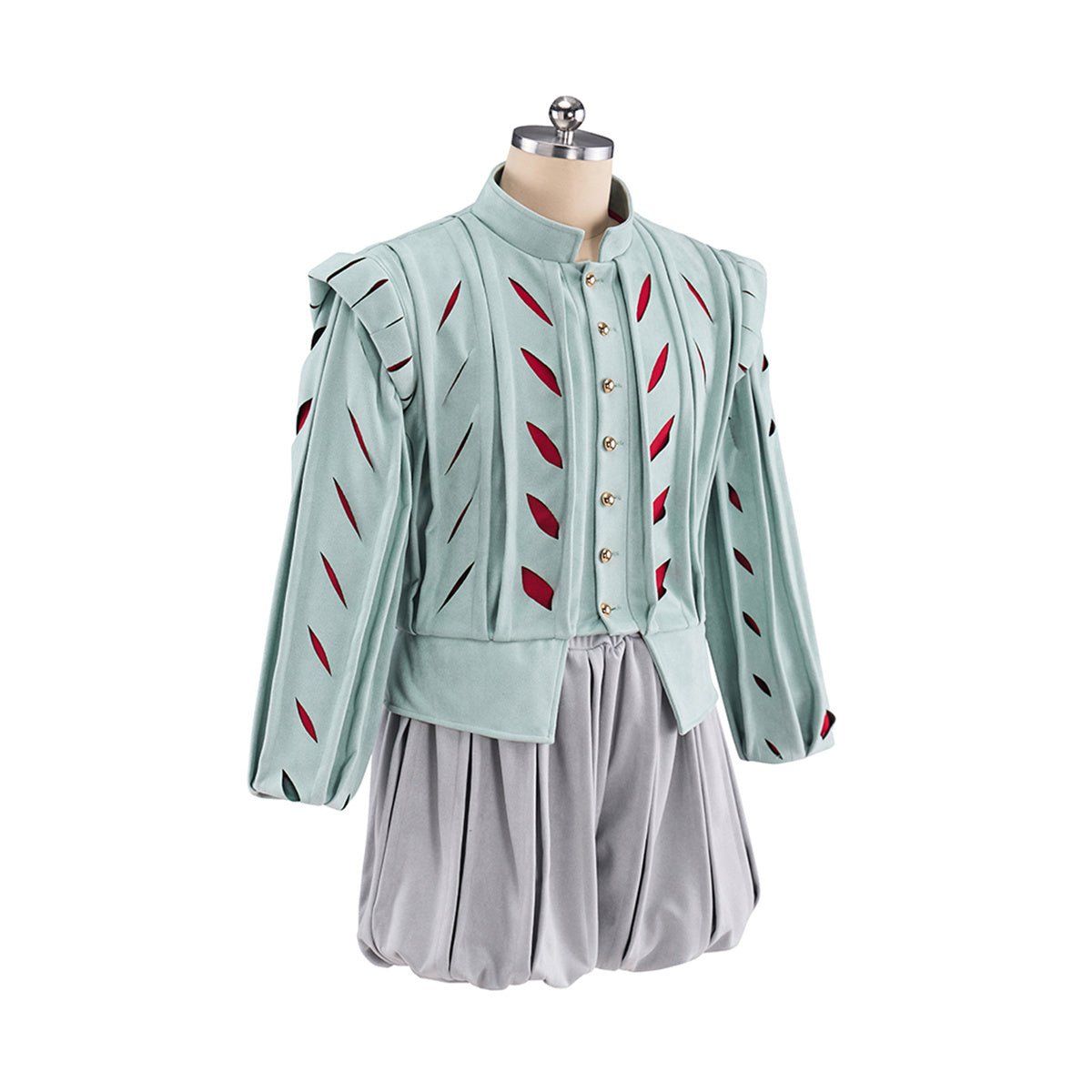 Tudor Male Green Red Top Grey Pants Cosplay Costume - Coscosmos