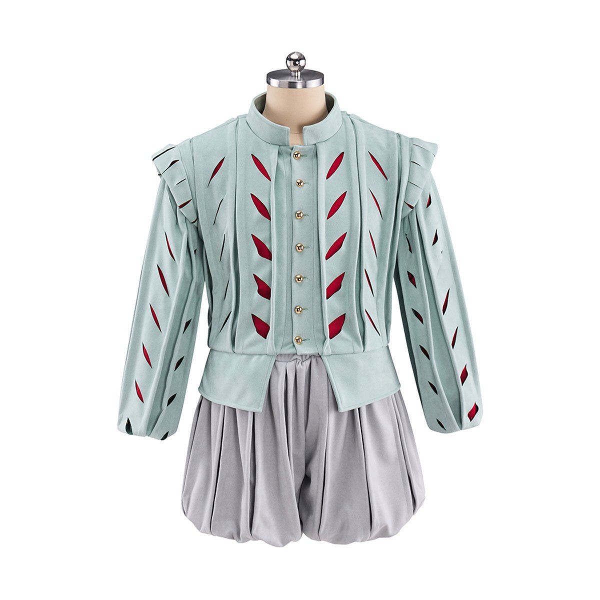 Tudor Male Green Red Top Grey Pants Cosplay Costume - Coscosmos