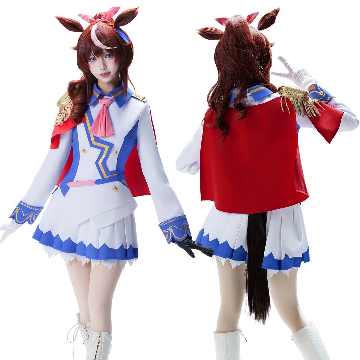 Uma musume: Pretty Derby Tokai Teio Full Competition Cosplay Costume Outfit Set - Coscosmos