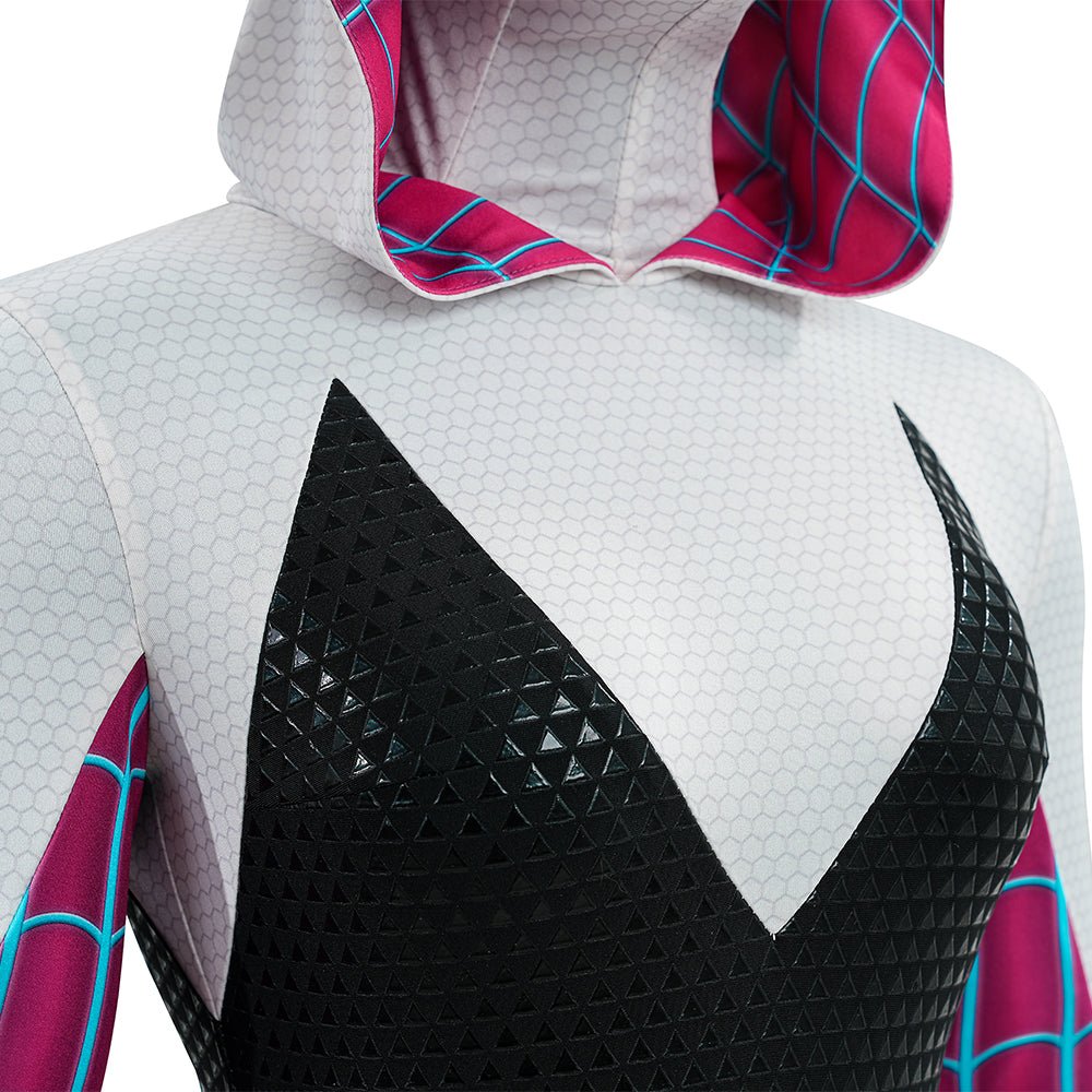 Upgraded Gwen Stacy Spider - Verse Cosplay Outfit, Color Block Embossed Full Set, Customizable Shoes - Coscosmos