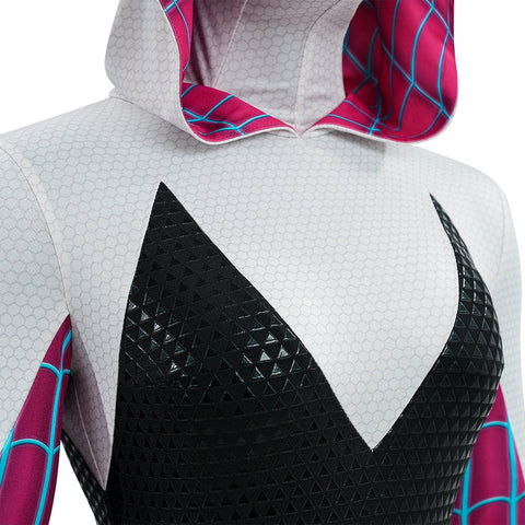Upgraded Gwen Stacy Spider - Verse Cosplay Outfit, Color Block Embossed Full Set, Customizable Shoes - Coscosmos