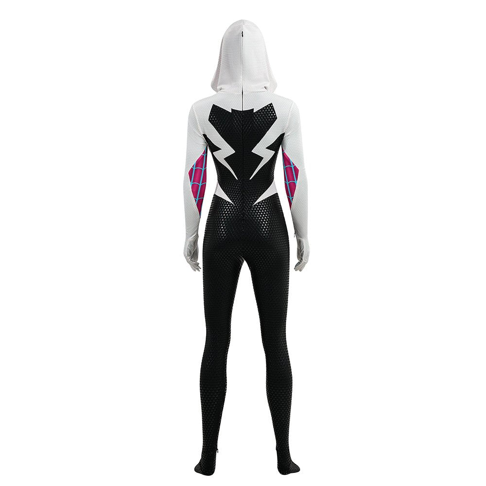 Upgraded Gwen Stacy Spider - Verse Cosplay Outfit, Color Block Embossed Full Set, Customizable Shoes - Coscosmos