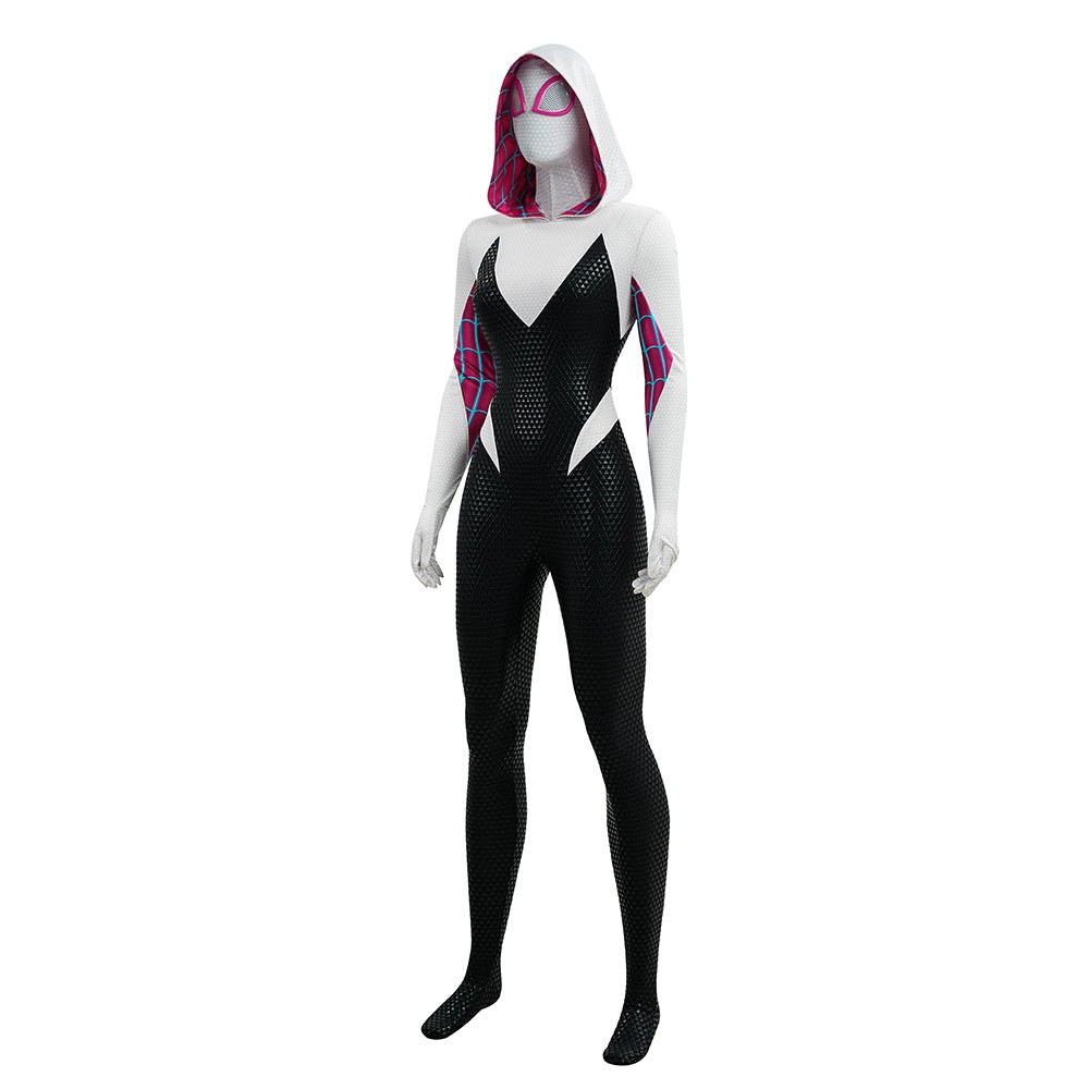 Upgraded Gwen Stacy Spider - Verse Cosplay Outfit, Color Block Embossed Full Set, Customizable Shoes - Coscosmos