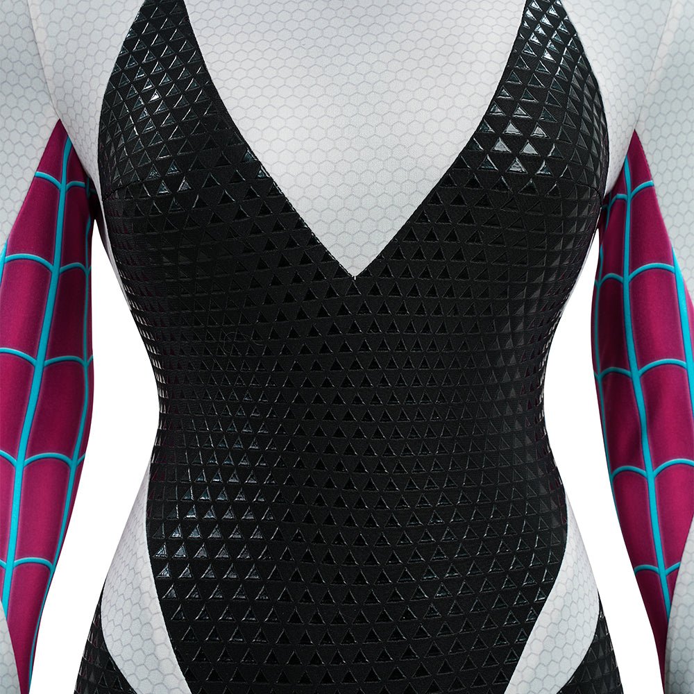 Upgraded Gwen Stacy Spider - Verse Cosplay Outfit, Color Block Embossed Full Set, Customizable Shoes - Coscosmos