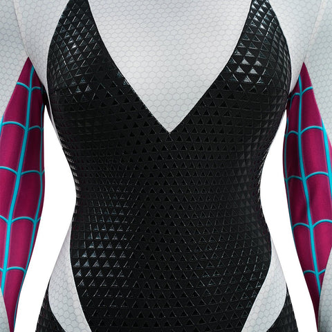 Upgraded Gwen Stacy Spider - Verse Cosplay Outfit, Color Block Embossed Full Set, Customizable Shoes - Coscosmos