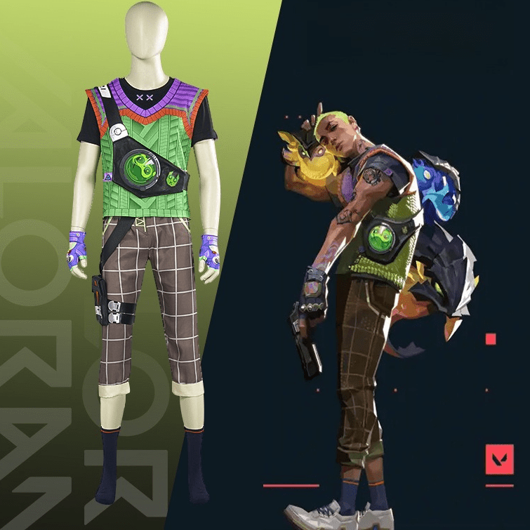 Valorant Gekko Complete Cosplay Costume Set – Streetwear Halloween Street Style Sage Gekko Urban Fashion Collectible - Coscosmos