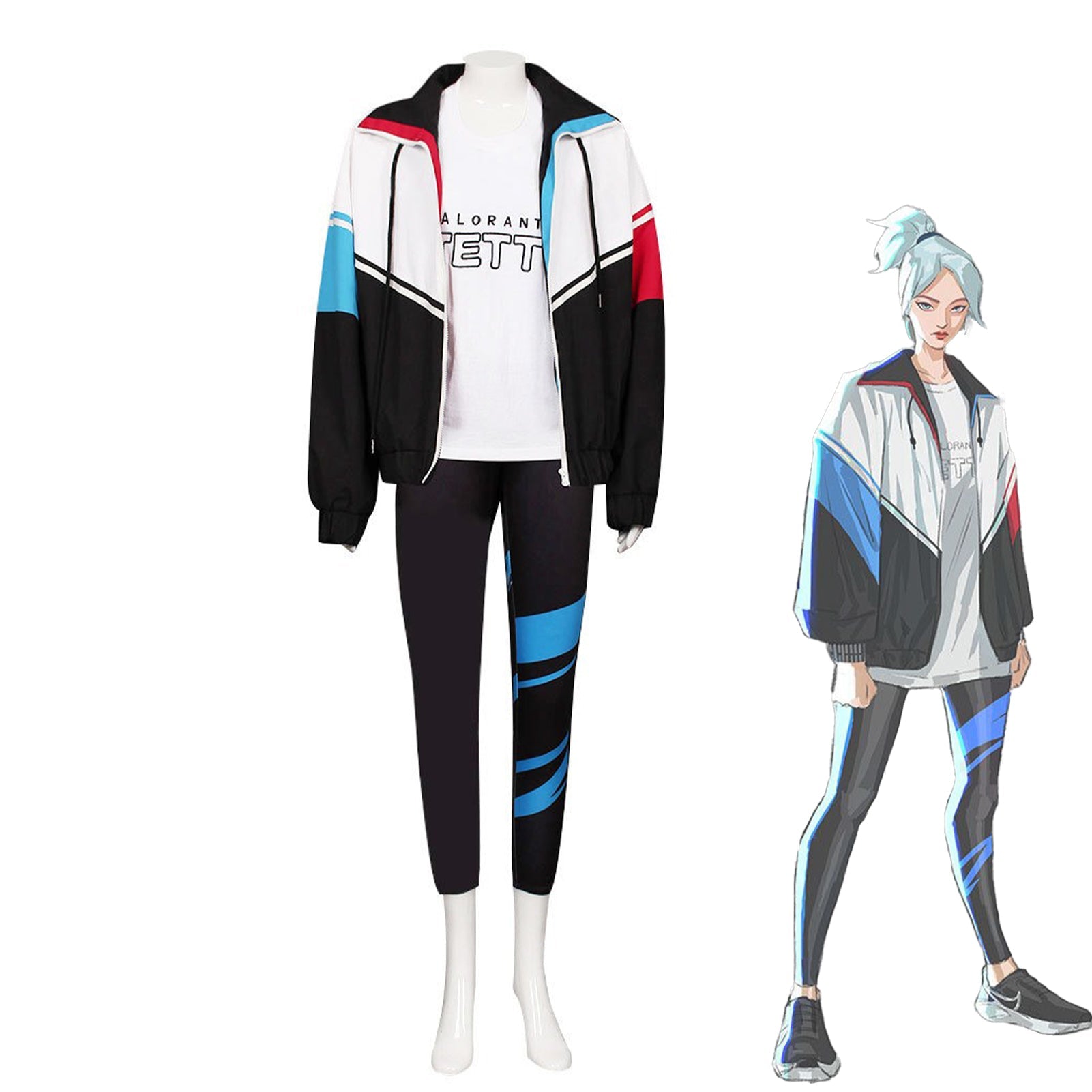 Valorant Jett Windbreaker Streetwear Cosplay Set – Premium Jacket, Pants, and Gloves for Game Fans, Cosplayers, and Urban Fashion Enthusiasts - Coscosmos