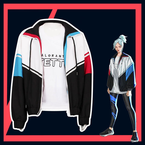 Valorant Jett Windbreaker Streetwear Cosplay Set – Premium Jacket, Pants, and Gloves for Game Fans, Cosplayers, and Urban Fashion Enthusiasts - Coscosmos
