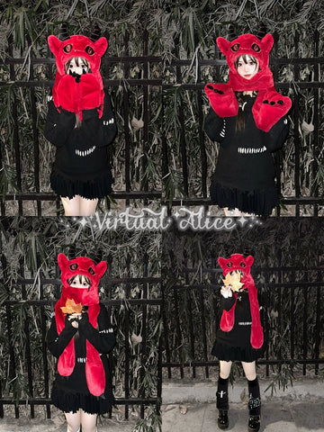 Vampire, Catgirl, Grim Reaper, Red Demon, Octopus, Zombie Whimsical Dark Y2K Cartoon Character Plush Winter Set - Coscosmos