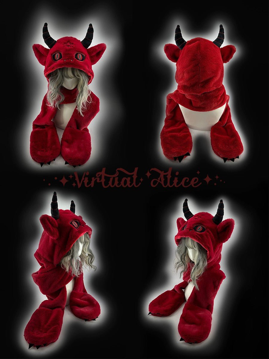Vampire, Catgirl, Grim Reaper, Red Demon, Octopus, Zombie Whimsical Dark Y2K Cartoon Character Plush Winter Set - Coscosmos