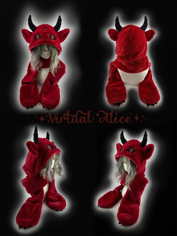Vampire, Catgirl, Grim Reaper, Red Demon, Octopus, Zombie Whimsical Dark Y2K Cartoon Character Plush Winter Set - Coscosmos