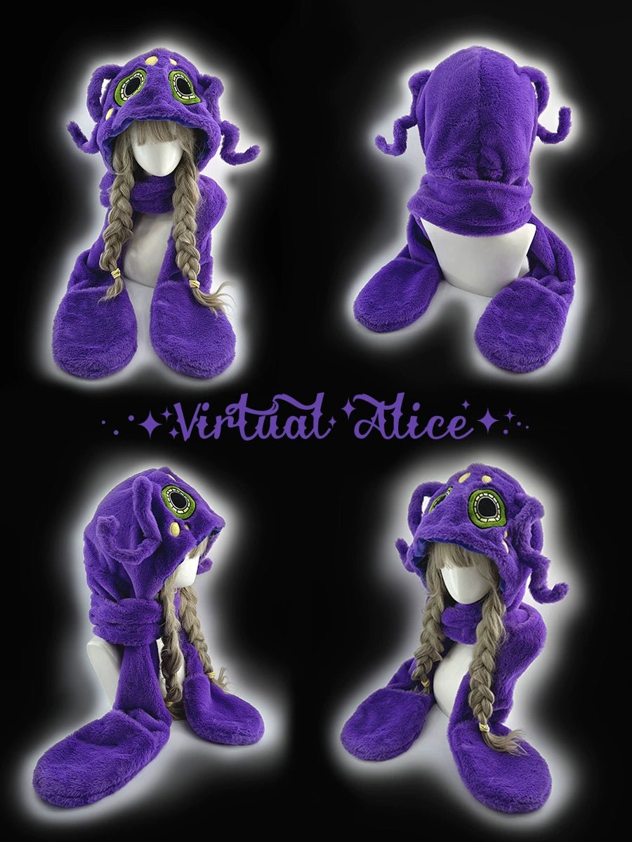 Vampire, Catgirl, Grim Reaper, Red Demon, Octopus, Zombie Whimsical Dark Y2K Cartoon Character Plush Winter Set - Coscosmos