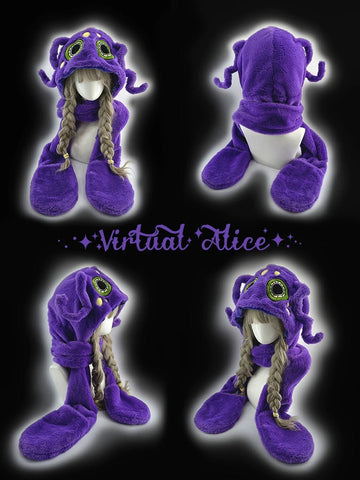 Vampire, Catgirl, Grim Reaper, Red Demon, Octopus, Zombie Whimsical Dark Y2K Cartoon Character Plush Winter Set - Coscosmos