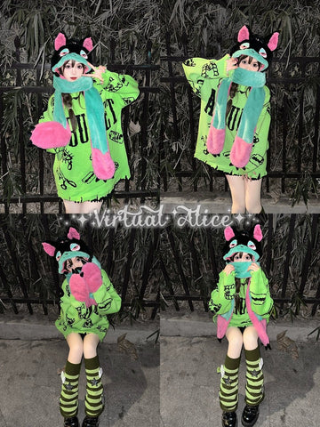 Vampire, Catgirl, Grim Reaper, Red Demon, Octopus, Zombie Whimsical Dark Y2K Cartoon Character Plush Winter Set - Coscosmos