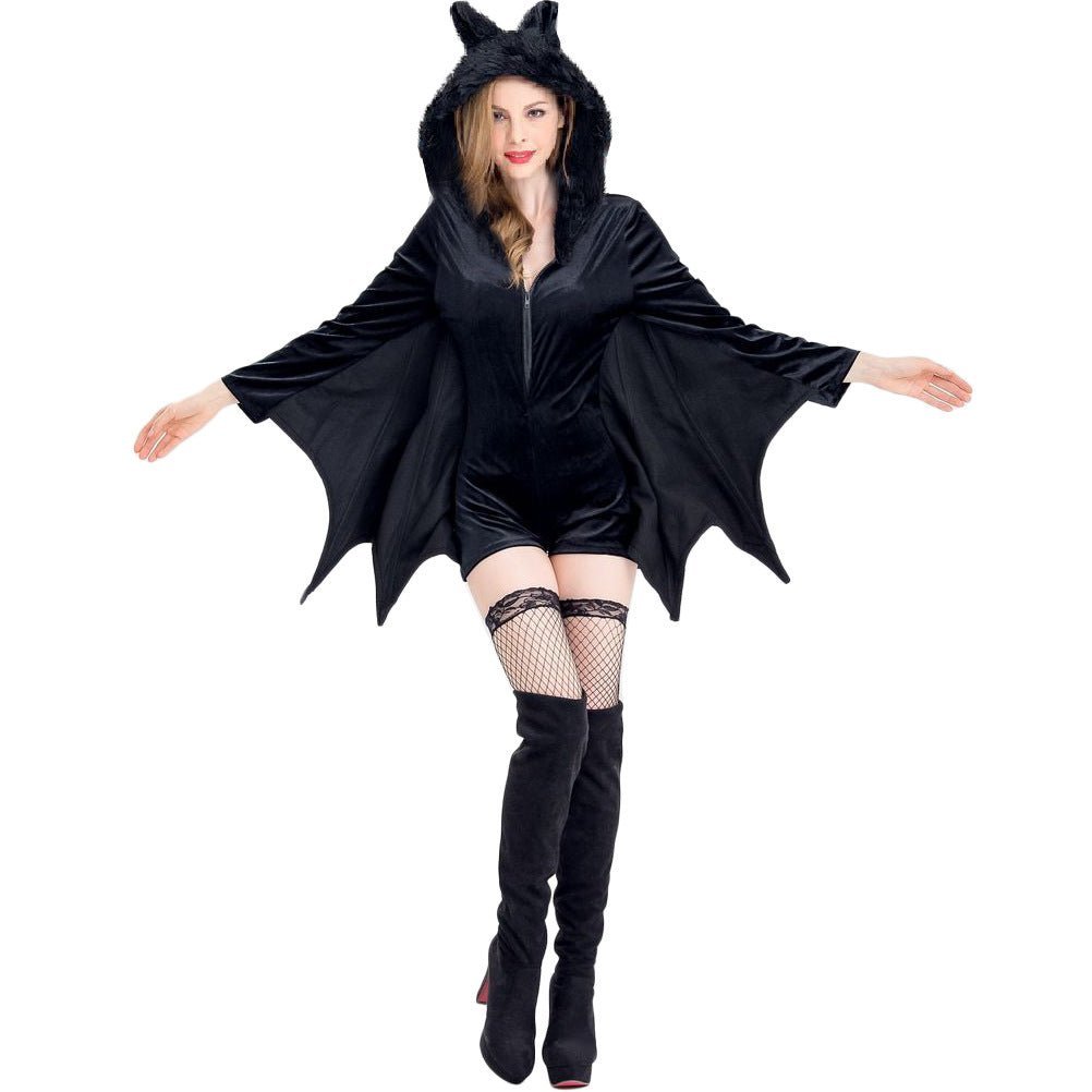 Vampire Gothic Bat Costume for Adults - Halloween Witch Batman Cosplay Plus Size Party Outfit - Coscosmos