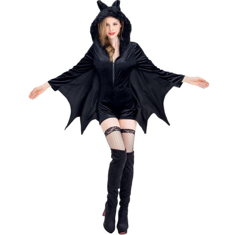 Vampire Gothic Bat Costume for Adults - Halloween Witch Batman Cosplay Plus Size Party Outfit - Coscosmos