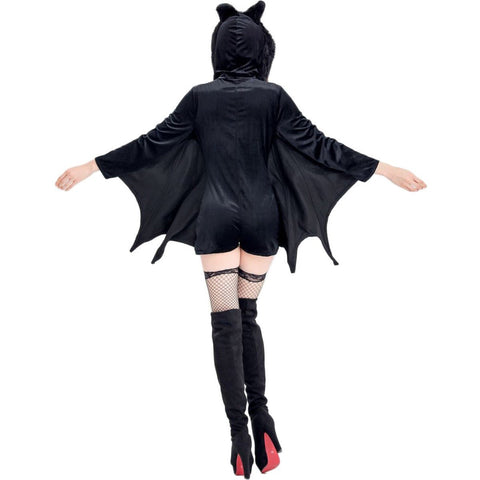 Vampire Gothic Bat Costume for Adults - Halloween Witch Batman Cosplay Plus Size Party Outfit - Coscosmos