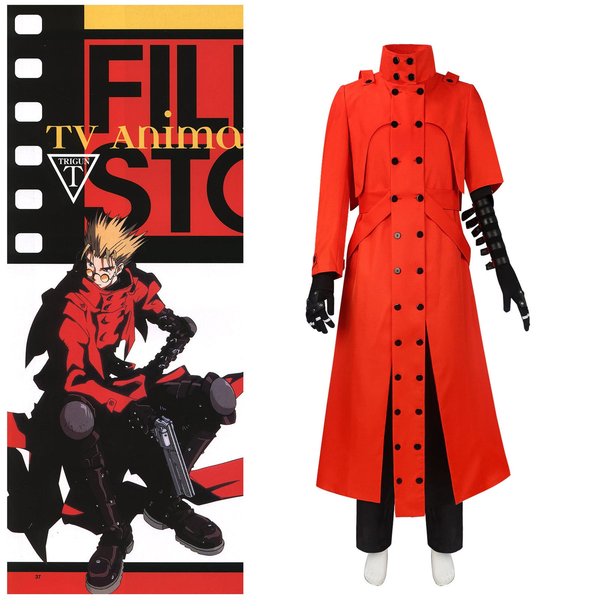 Vash the Stampede Trigun Cosplay Costume Full Set - Gunman Outfit for Anime Convention, Halloween, Cosplay Events - Coscosmos