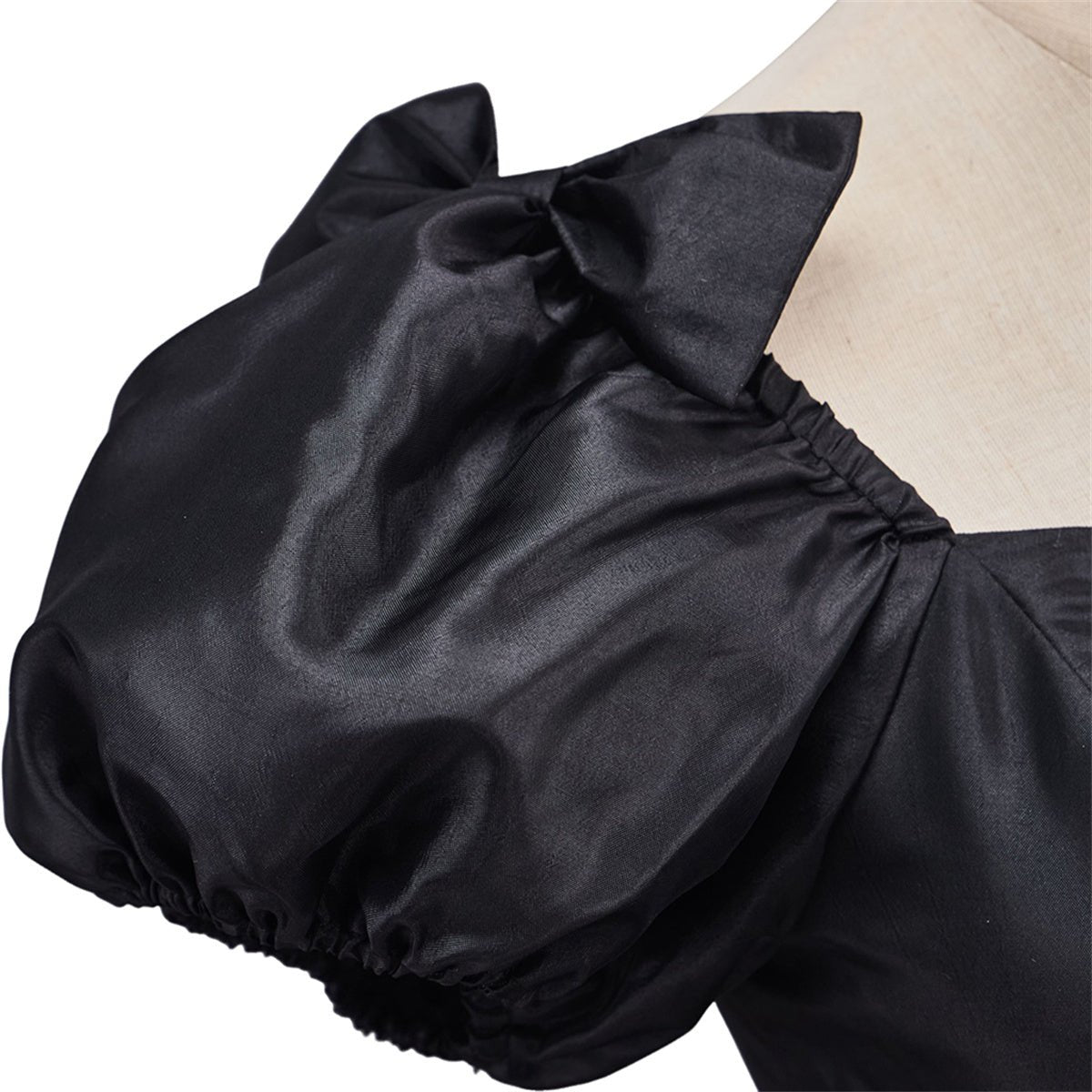 Victoria Black Dress with Bow Hemline - Elegant Cosplay Costume - Coscosmos