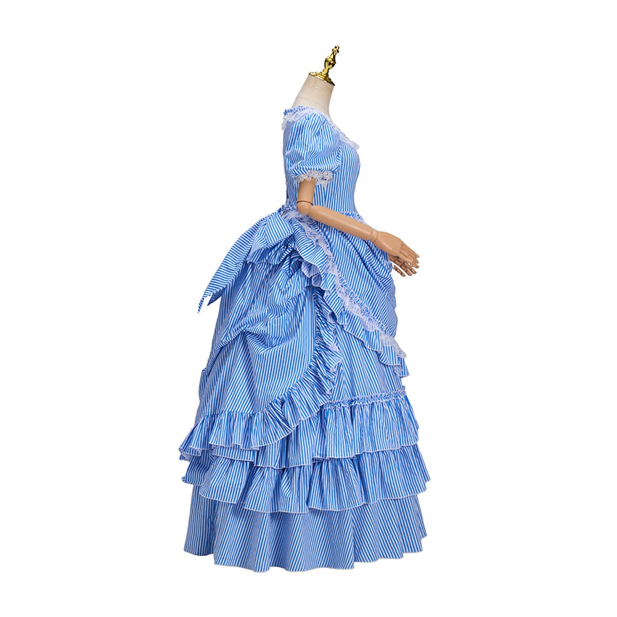 Victoria Blue Striped Dress Cosplay Costume – Elegant Anime - Inspired Outfit - Coscosmos