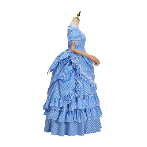 Victoria Blue Striped Dress Cosplay Costume – Elegant Anime - Inspired Outfit - Coscosmos