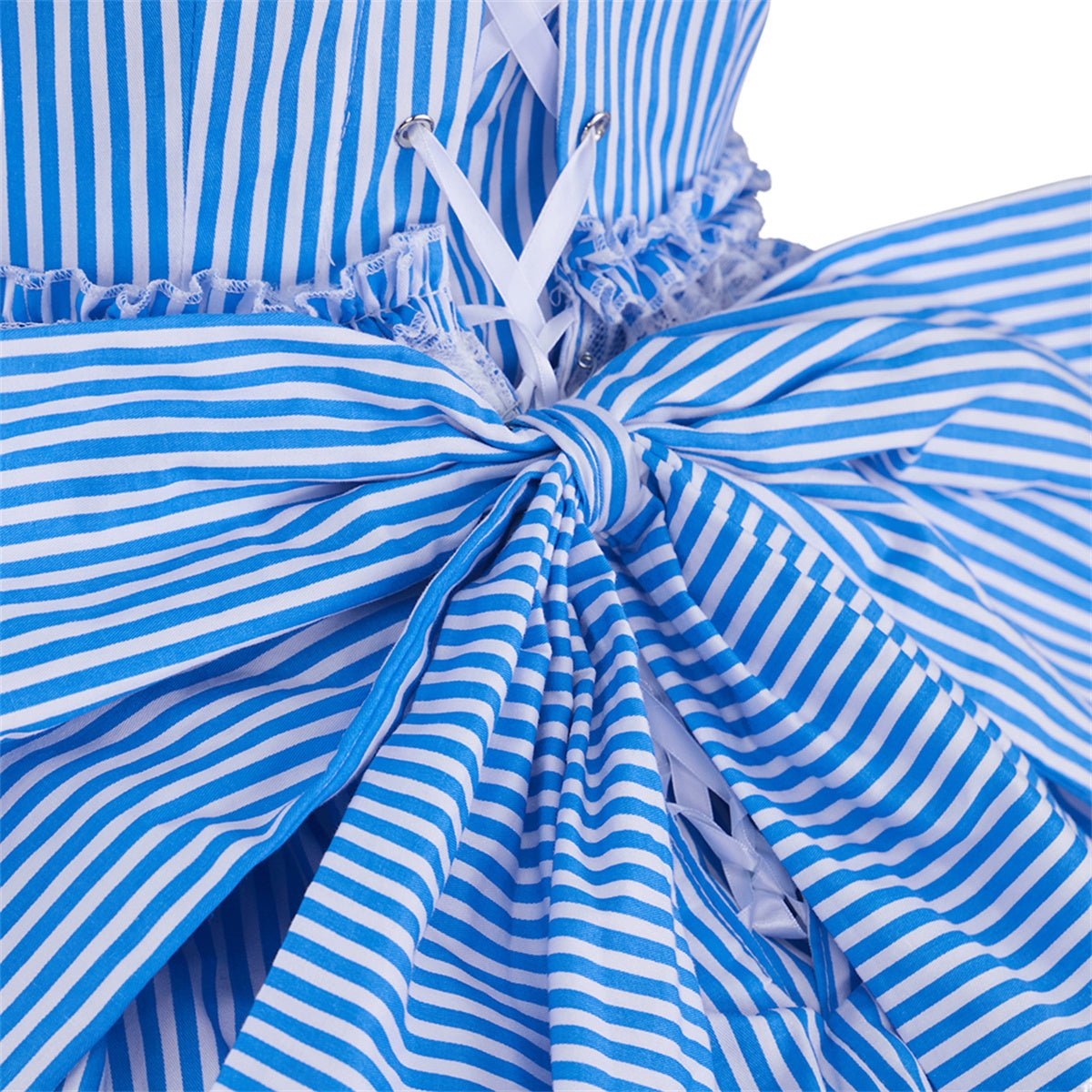 Victoria Blue Striped Dress Cosplay Costume – Elegant Anime - Inspired Outfit - Coscosmos