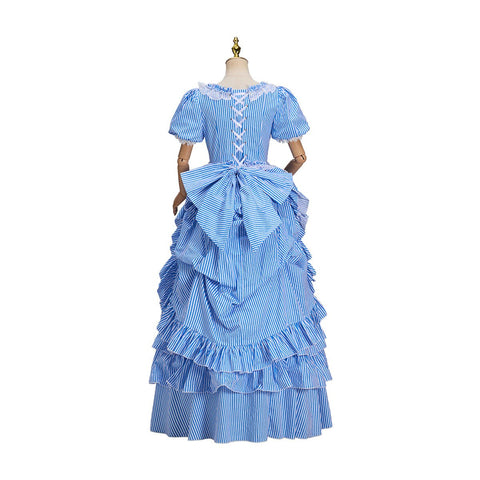 Victoria Blue Striped Dress Cosplay Costume – Elegant Anime - Inspired Outfit - Coscosmos