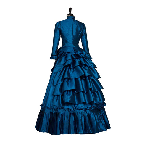 Victorian Maria Antonietta Blue Dress Daphne Dress Vintage Renaissance Ball Gown Historical Robe Queen - Coscosmos