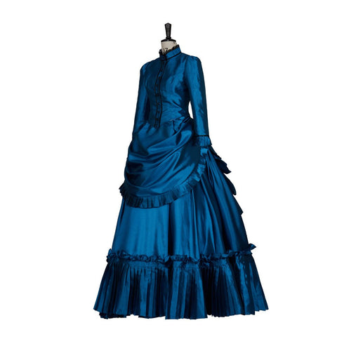 Victorian Maria Antonietta Blue Dress Daphne Dress Vintage Renaissance Ball Gown Historical Robe Queen - Coscosmos