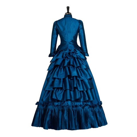 Victorian Maria Antonietta Blue Dress Daphne Dress Vintage Renaissance Ball Gown Historical Robe Queen - Coscosmos