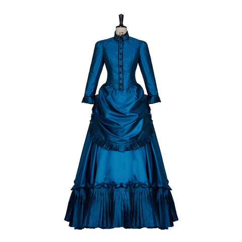 Victorian Maria Antonietta Blue Dress Daphne Dress Vintage Renaissance Ball Gown Historical Robe Queen - Coscosmos