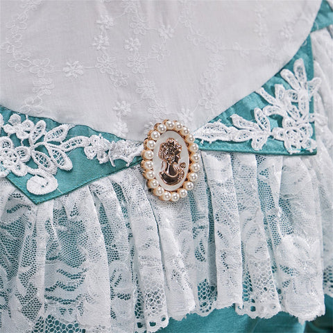 Victorian Off - Shoulder Green Dress - Elegant Cosplay Costume for Anime Enthusiasts - Coscosmos