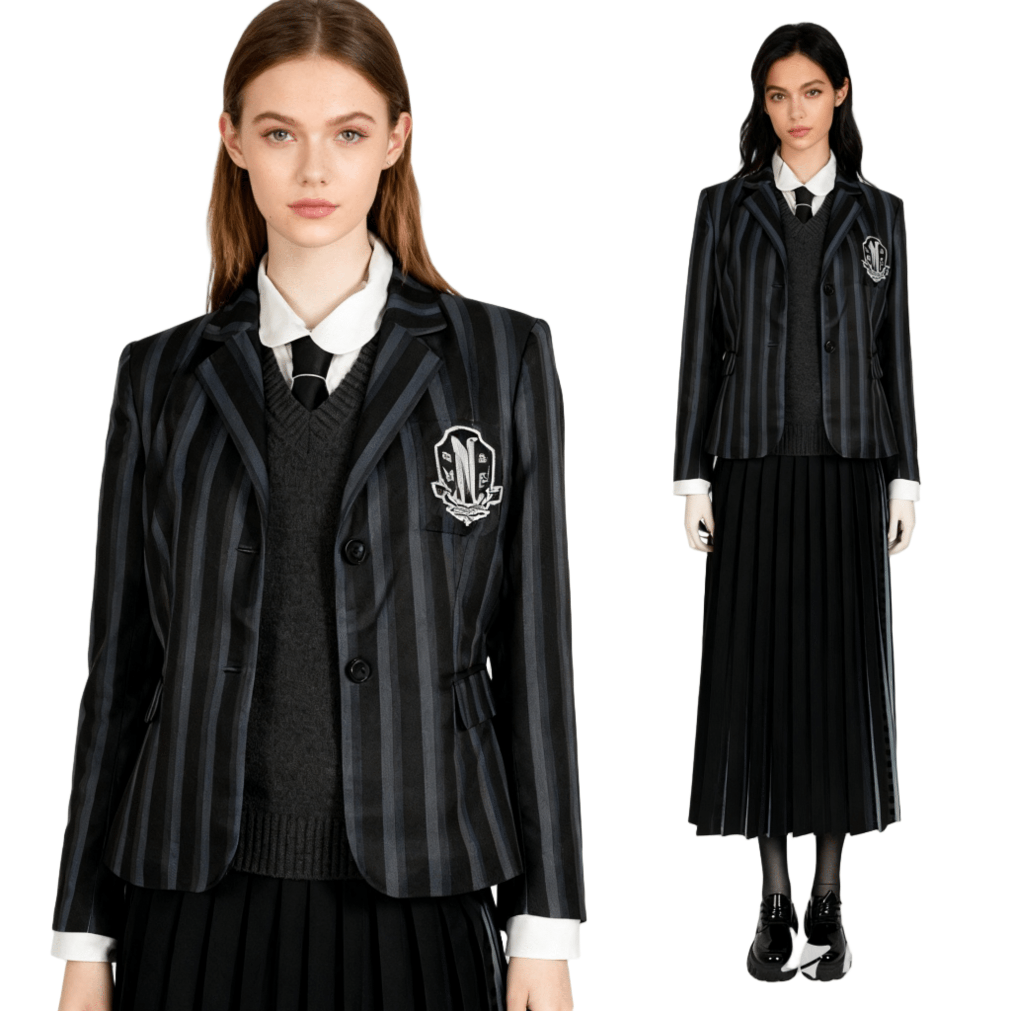 Wednesday Addams Girls Cosplay School Uniform 5 - Piece Set for Halloween and Party - Coscosmos
