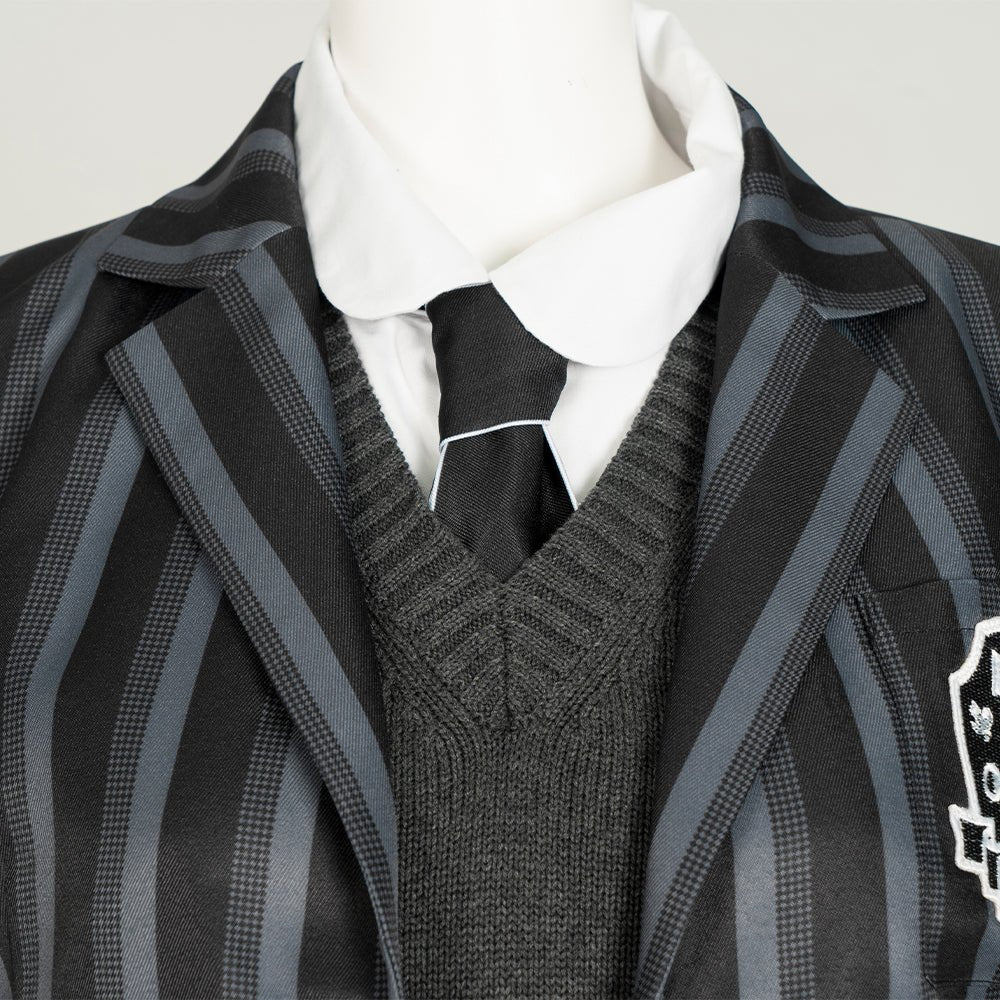 Wednesday Addams Girls Cosplay School Uniform 5 - Piece Set for Halloween and Party - Coscosmos