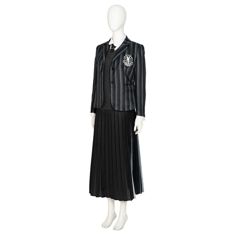 Wednesday Addams Girls Cosplay School Uniform 5 - Piece Set for Halloween and Party - Coscosmos