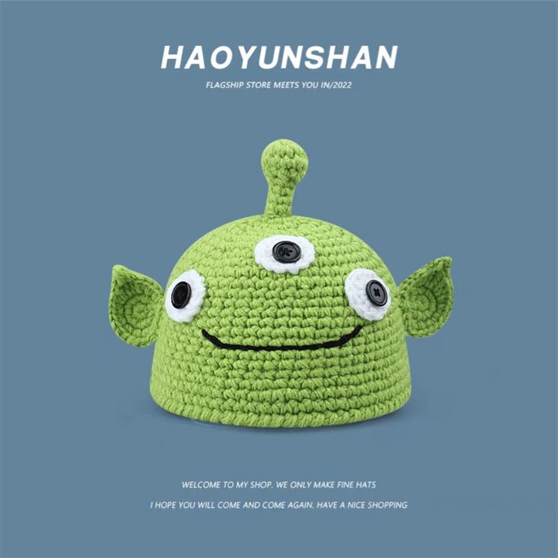 Whimsical Super Cute Cartoon Beanie – Hand - Knitted Winter Hat for Men, Women & Kids - Coscosmos