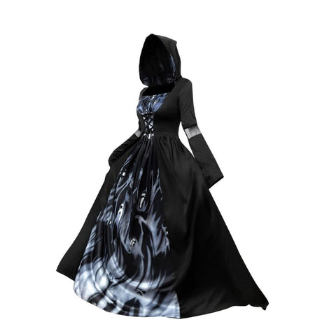Witch Dress with Hood - Skull Sorceress Cosplay Costume for Stage Performance - Coscosmos