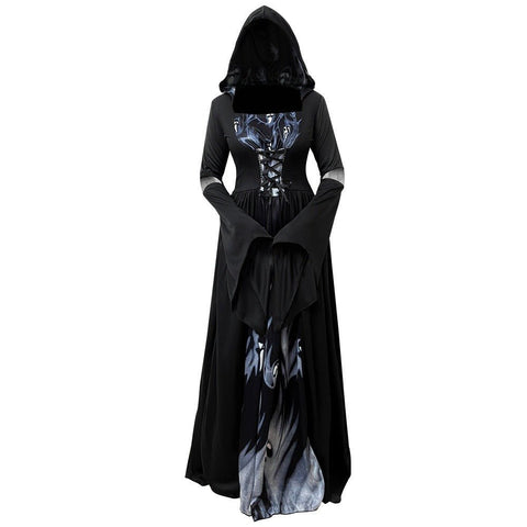 Witch Dress with Hood - Skull Sorceress Cosplay Costume for Stage Performance - Coscosmos