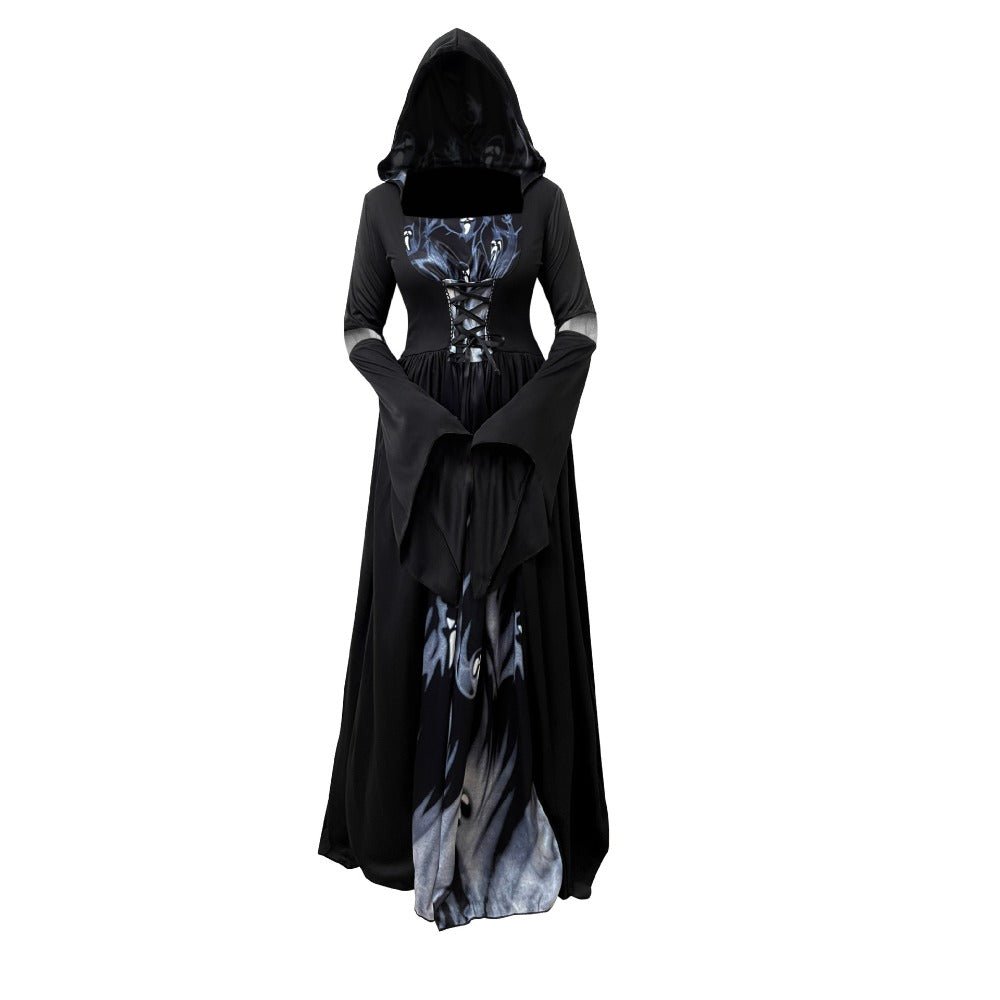 Witch Dress with Hood - Skull Sorceress Cosplay Costume for Stage Performance - Coscosmos