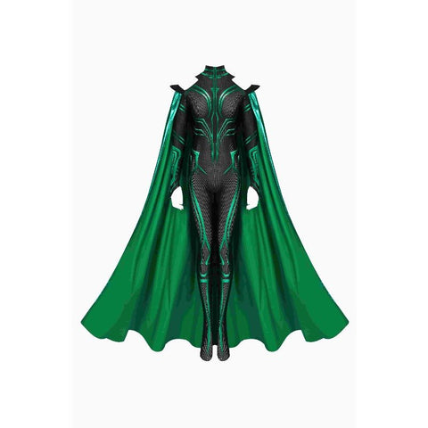 Women Thor Ragnarok Hela Costume Cosplay Girls Jumpsuit with Cape ZG23 - Coscosmos