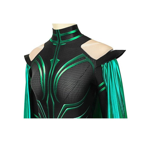 Women Thor Ragnarok Hela Costume Cosplay Girls Jumpsuit with Cape ZG23 - Coscosmos