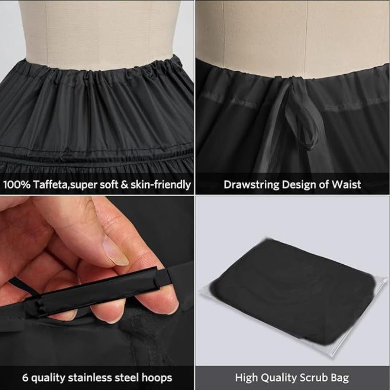Women’s 6 - Layer Crinoline Petticoat - Plus Size Floor - Length Tutu Underskirt for Wedding, Prom, and Party Dresses - Coscosmos