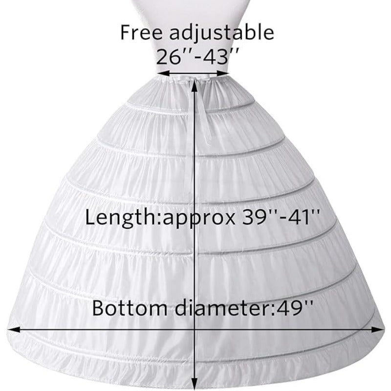 Women’s 6 - Layer Crinoline Petticoat - Plus Size Floor - Length Tutu Underskirt for Wedding, Prom, and Party Dresses - Coscosmos