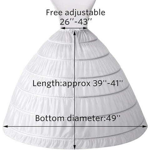 Women’s 6 - Layer Crinoline Petticoat - Plus Size Floor - Length Tutu Underskirt for Wedding, Prom, and Party Dresses - Coscosmos