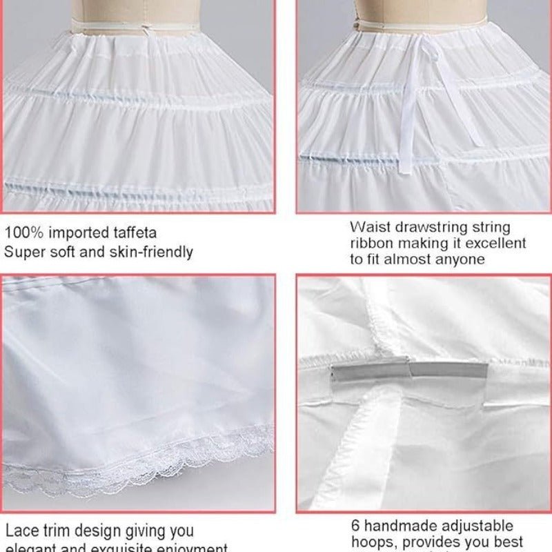 Women’s 6 - Layer Crinoline Petticoat - Plus Size Floor - Length Tutu Underskirt for Wedding, Prom, and Party Dresses - Coscosmos