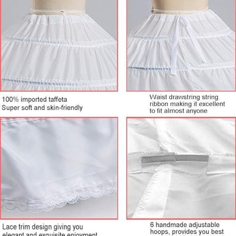 Women’s 6 - Layer Crinoline Petticoat - Plus Size Floor - Length Tutu Underskirt for Wedding, Prom, and Party Dresses - Coscosmos