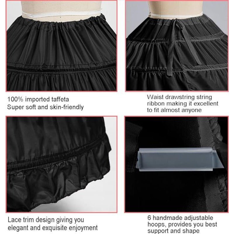 Women’s 6 - Layer Crinoline Petticoat - Plus Size Floor - Length Tutu Underskirt for Wedding, Prom, and Party Dresses - Coscosmos