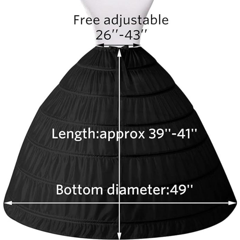 Women’s 6 - Layer Crinoline Petticoat - Plus Size Floor - Length Tutu Underskirt for Wedding, Prom, and Party Dresses - Coscosmos