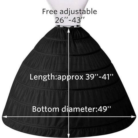 Women’s 6 - Layer Crinoline Petticoat - Plus Size Floor - Length Tutu Underskirt for Wedding, Prom, and Party Dresses - Coscosmos