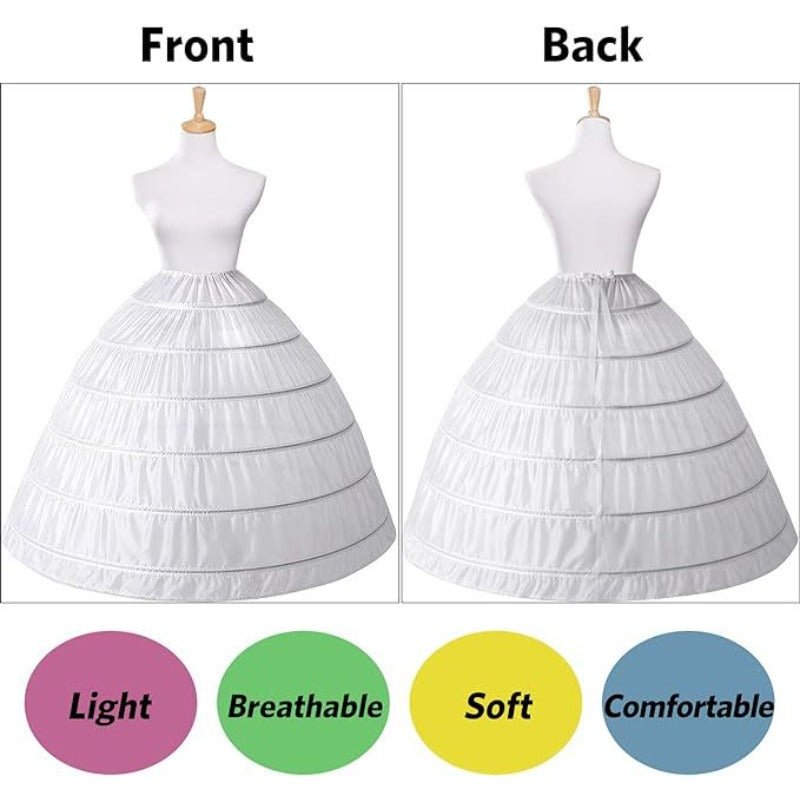 Women’s 6 - Layer Crinoline Petticoat - Plus Size Floor - Length Tutu Underskirt for Wedding, Prom, and Party Dresses - Coscosmos